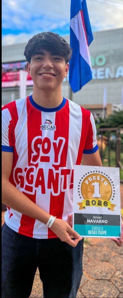 Israel Navarro — Puesto 1 Becas Gobierno del Paraguay 2026, Cursillo Becas Itaipú